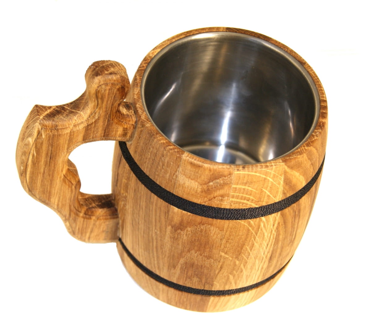 Oak mug with stainless steel insert | wooden beer mug | beer mug made of wood and steel | rustic mug | gift for a beer lover