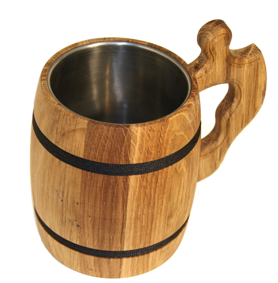 Oak mug with stainless steel insert | wooden beer mug | beer mug made of wood and steel | rustic mug | gift for a beer lover