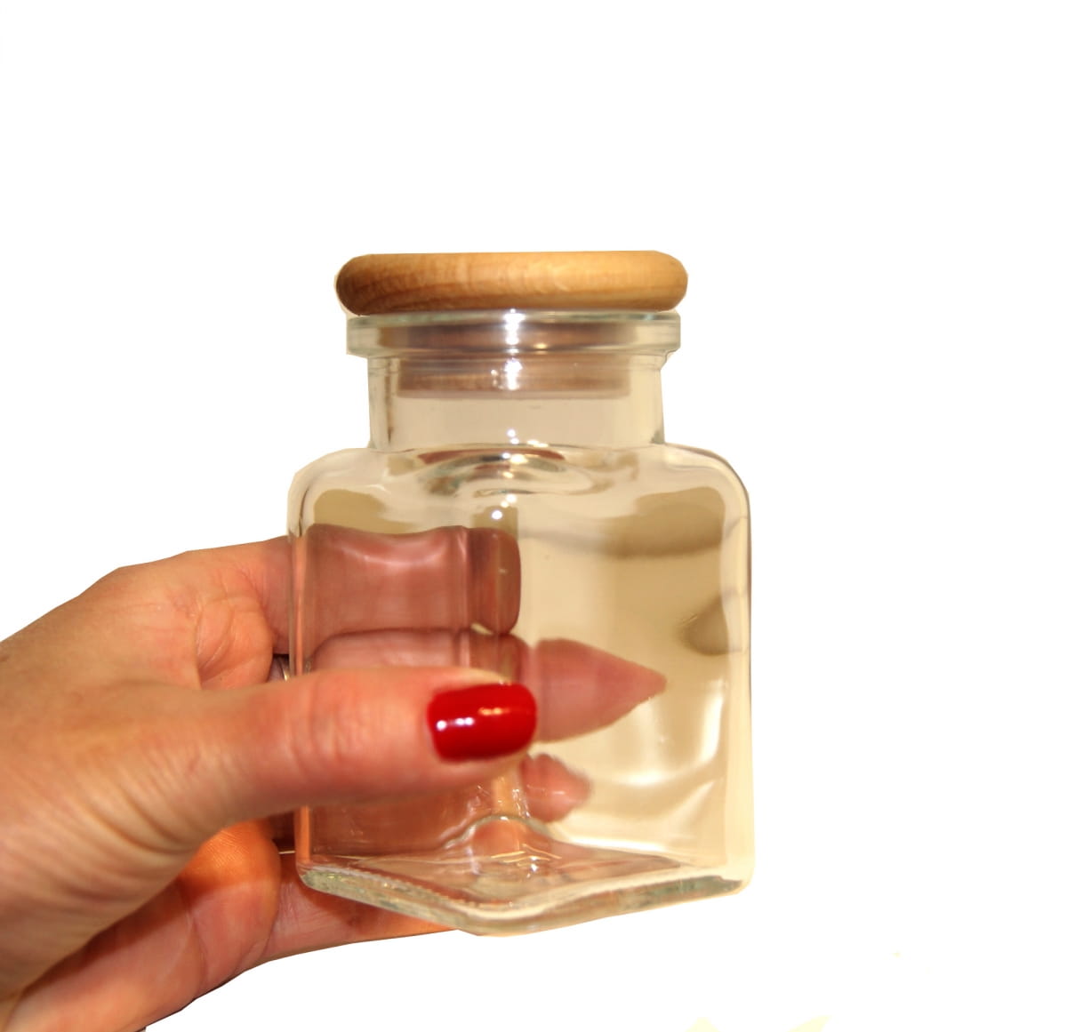 Spice jar large 150 ml wooden lid | kitchen container | glass spice organizer | wood and glass container | eco design
