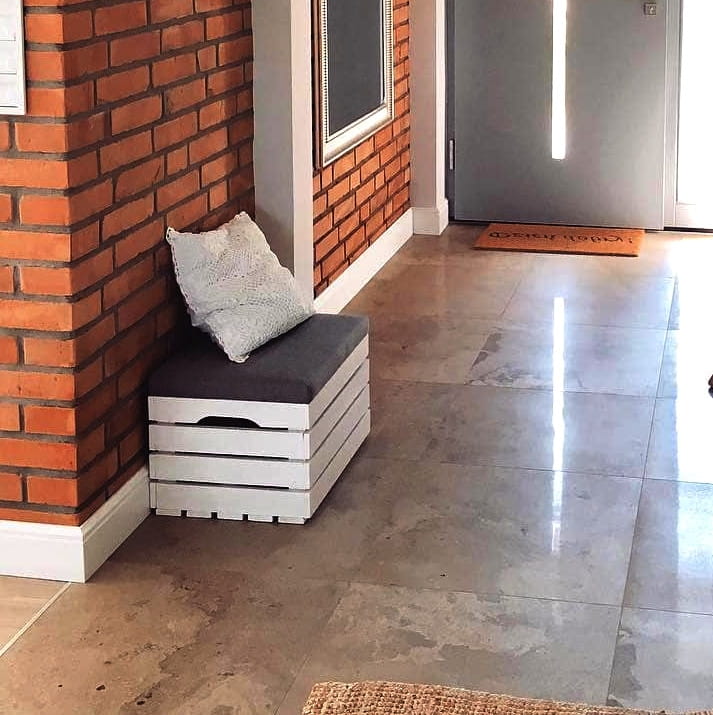 Pouf coffre ouvrant blanc PIN 50x40x35 cm | Boîte en bois pour s'asseoir | Coffre de rangement | Banc avec espace de stockage
