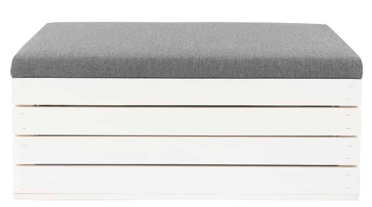 Pouf coffre ouvrant blanc PIN 80x40x35 cm | Banc en bois avec rangement | Coffre pour s'asseoir | Coffre de rangement blanc