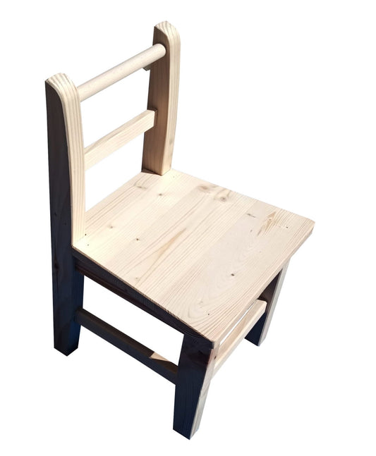 Krzesełko dziecięce drewniane surowe – ekologiczne, nielakierowane z drewna sosnowego