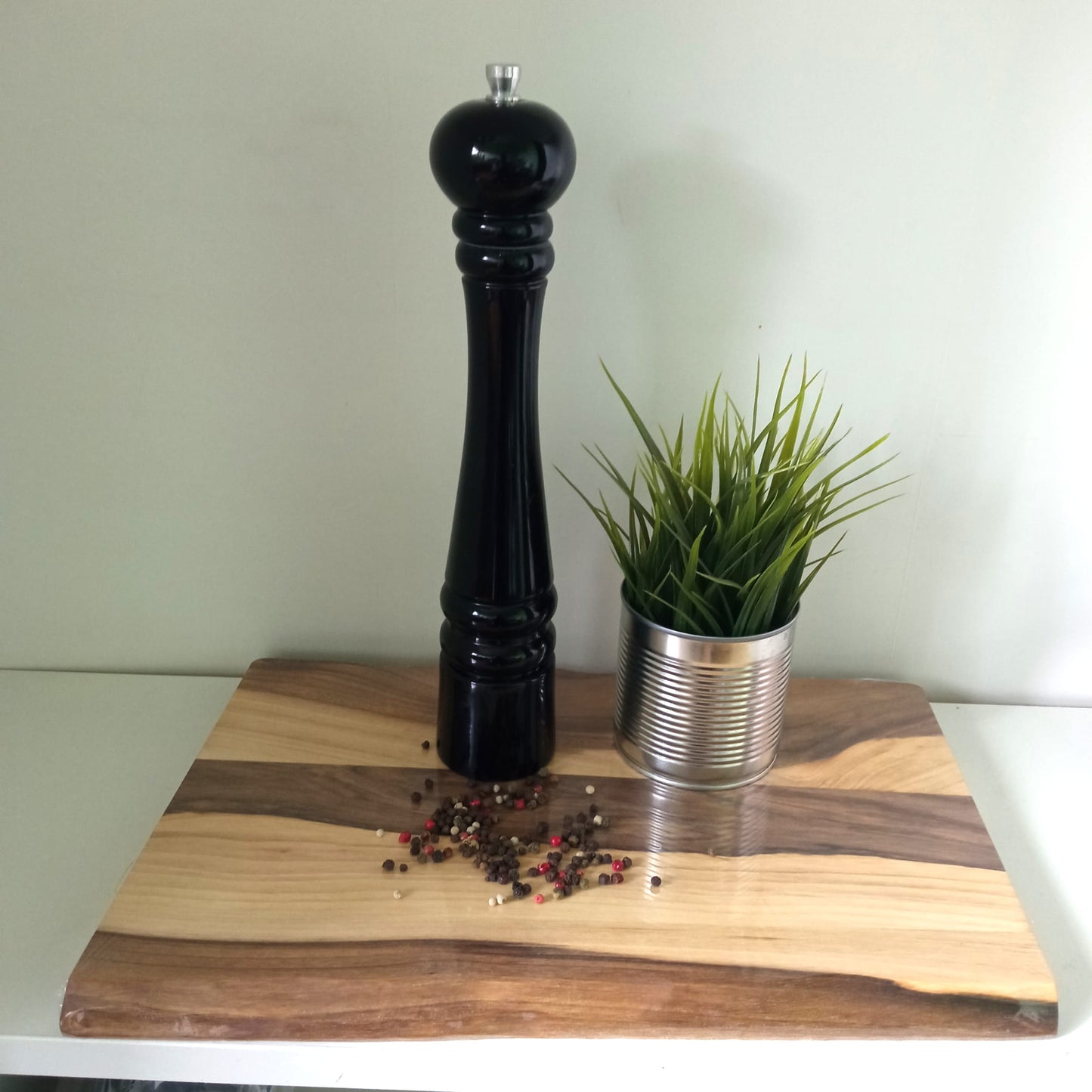 Pepper salt mill with steel mechanism black 25 cm | manual kitchen mill | steel grinding mechanism | black spice grinder