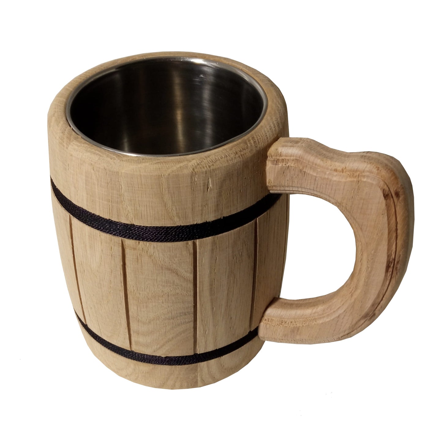 Oak mug with stainless steel insert | Wooden beer mug | Oak mug with metal interior | Wood and steel beer mug