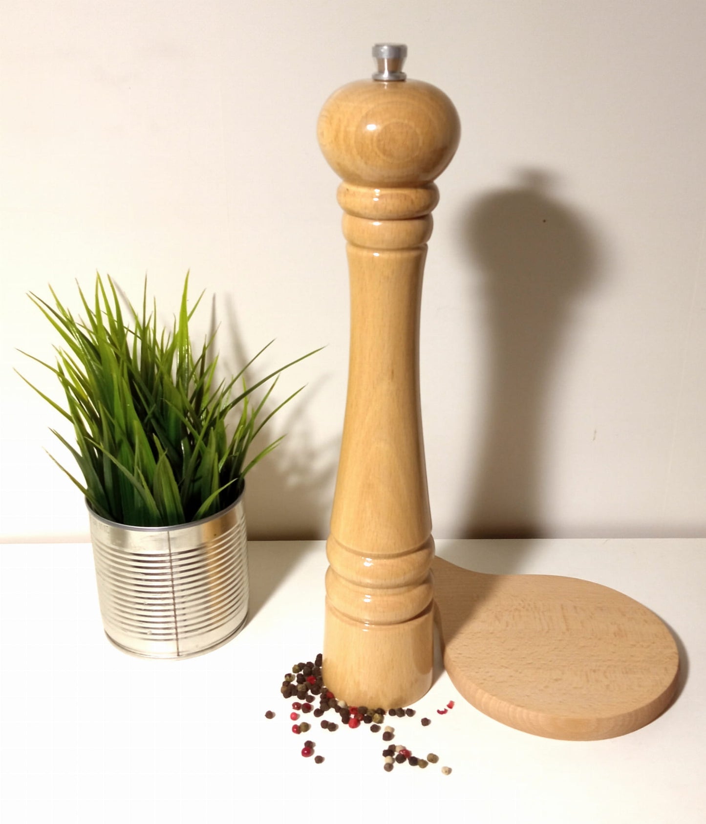 Pepper salt mill natural 32 cm | Wooden manual spice mill | Ecological kitchen mill | Natural salt and pepper mill