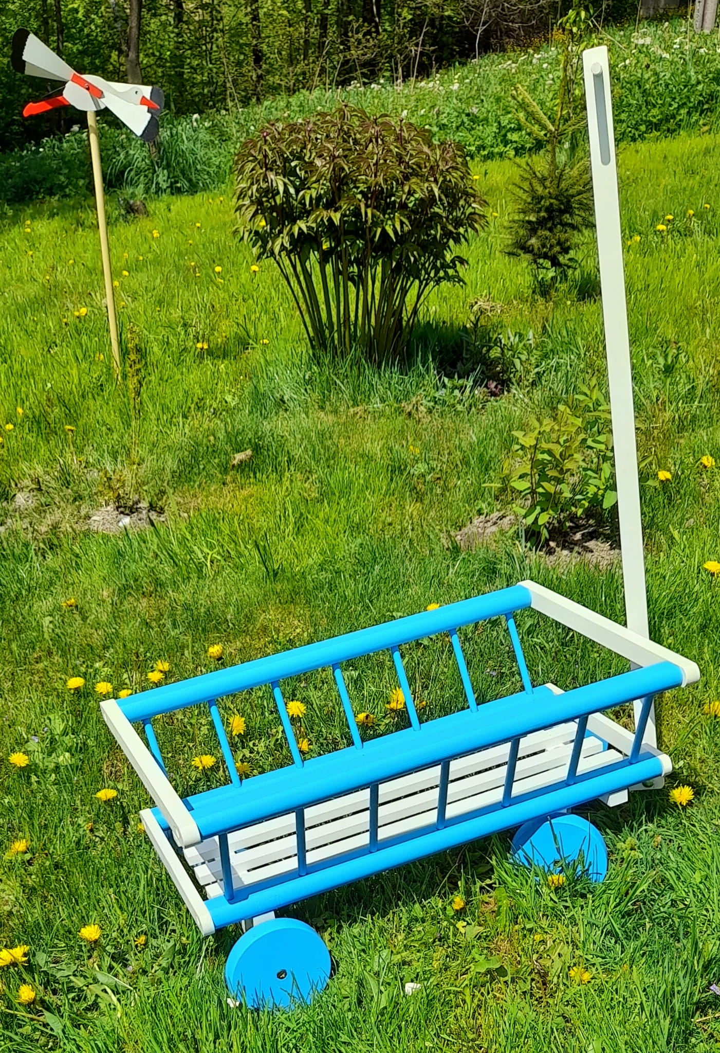 Wooden garden ladder cart LARGE 60 cm NI | Decorative wooden cart | Rustic decorative cart | Wooden garden decoration | Vintage