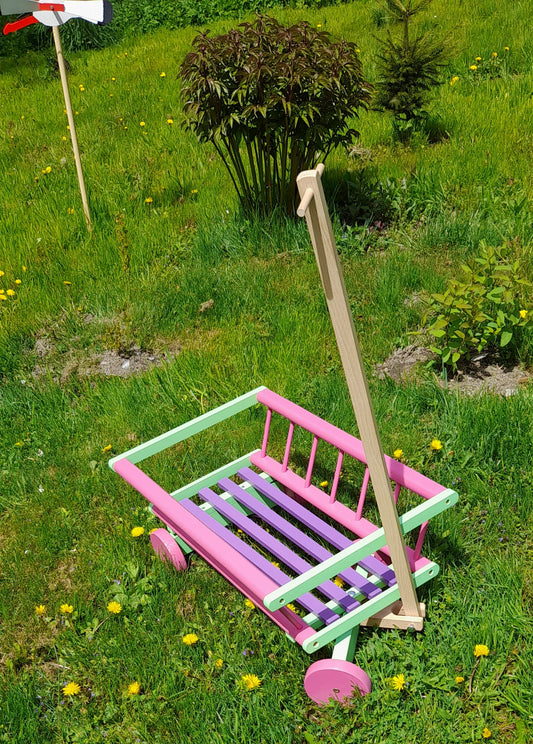 Wóz drabiniasty drewniany ogrodowy DUŻY 60 cm RÓ | Dekoracyjny wózek drewniany | Ozdoba ogrodowa | Rustykalny wóz drewniany | Vintage dekoracja