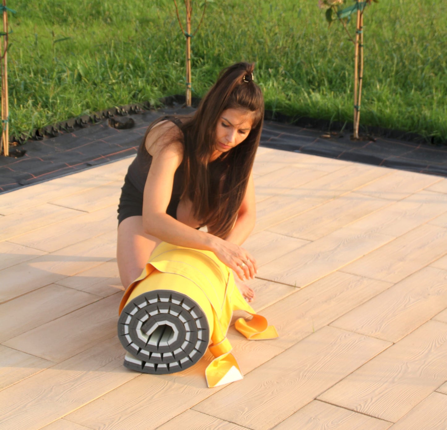 Thick non-memory foam mat Yellow | Foam camping mat | Anti-slip sports mat | Insulating camping mat