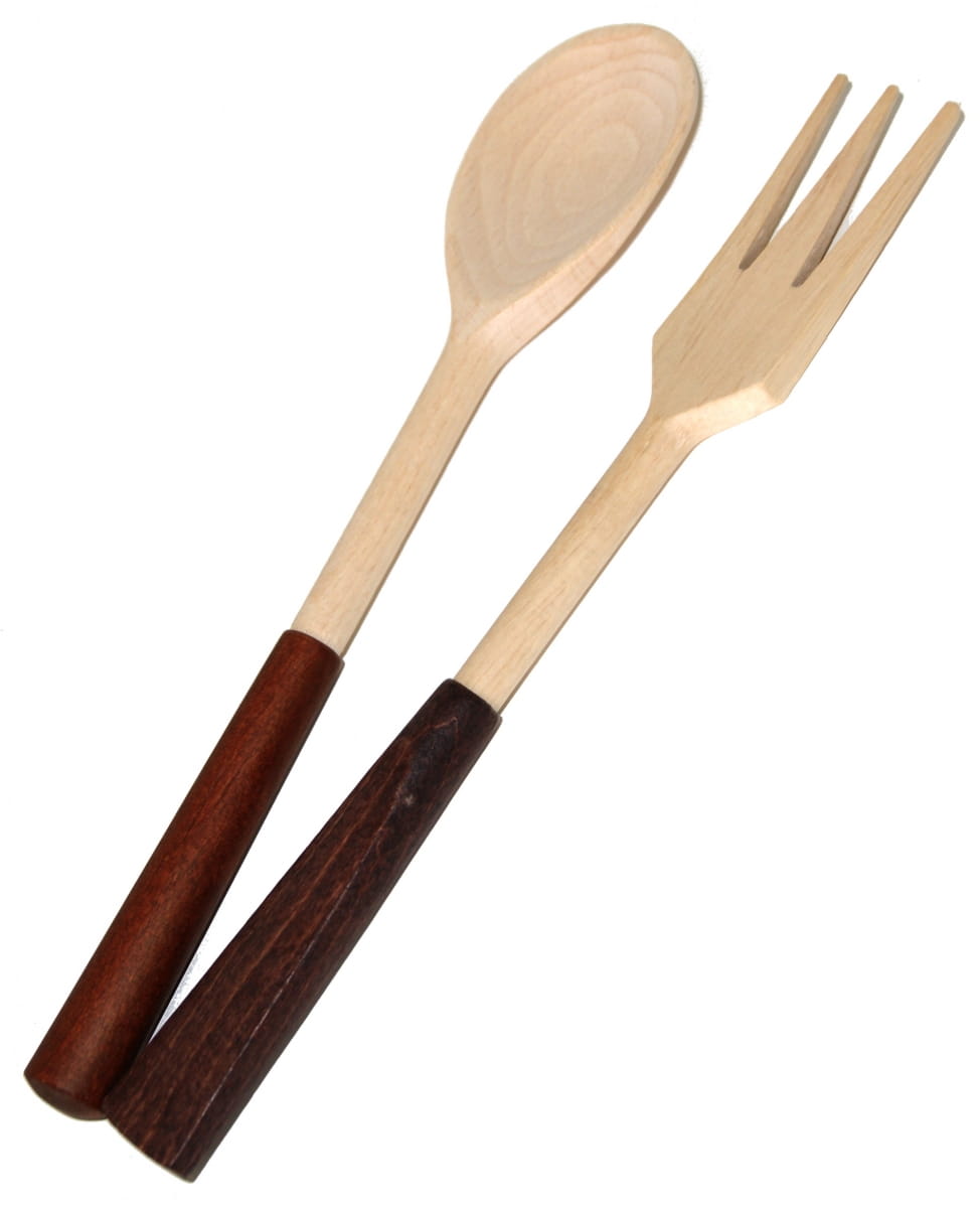 Wooden Spoon and Fork with Brown Handle | Wooden Cutlery Set | Spoon Fork Wood Set | Ecological Wooden Cutlery