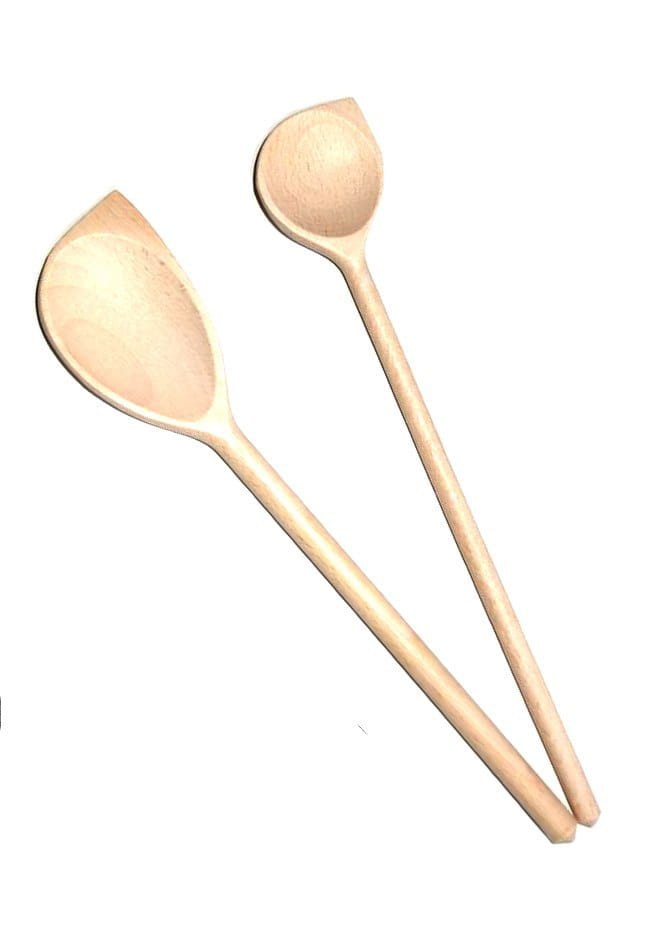 Cuillère en bois avec corne 2 pièces Ensemble | Cuillères de cuisine en bois ensemble | Cuillère en bois naturelle pour la cuisson | Cuillère en bois écologique