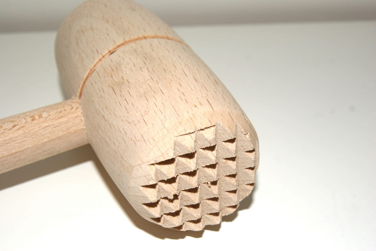 Młotek do mięsa drewniany Okrągły 29 Cm | Tłuczek kuchenny drewniany | Młotek drewniany do kotletów | Przybór kuchenny do ubijania mięsa