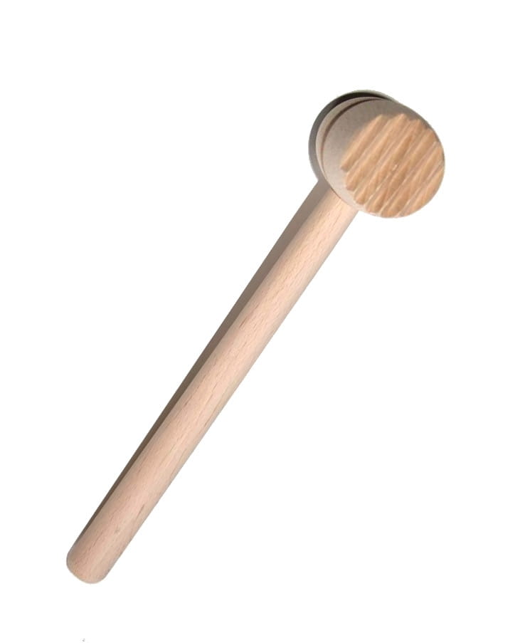 Wooden meat hammer with 1 metal attachment 29cm | Kitchen mallet for tenderizing meat | Wooden hammer with metal tip