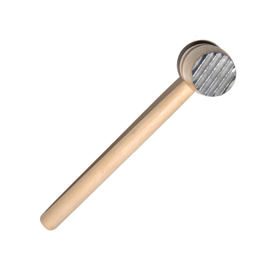 Wooden meat hammer 29 cm with 2 metal attachments | Wooden kitchen mallet | Hammer with metal for cutlets | Wooden tamper