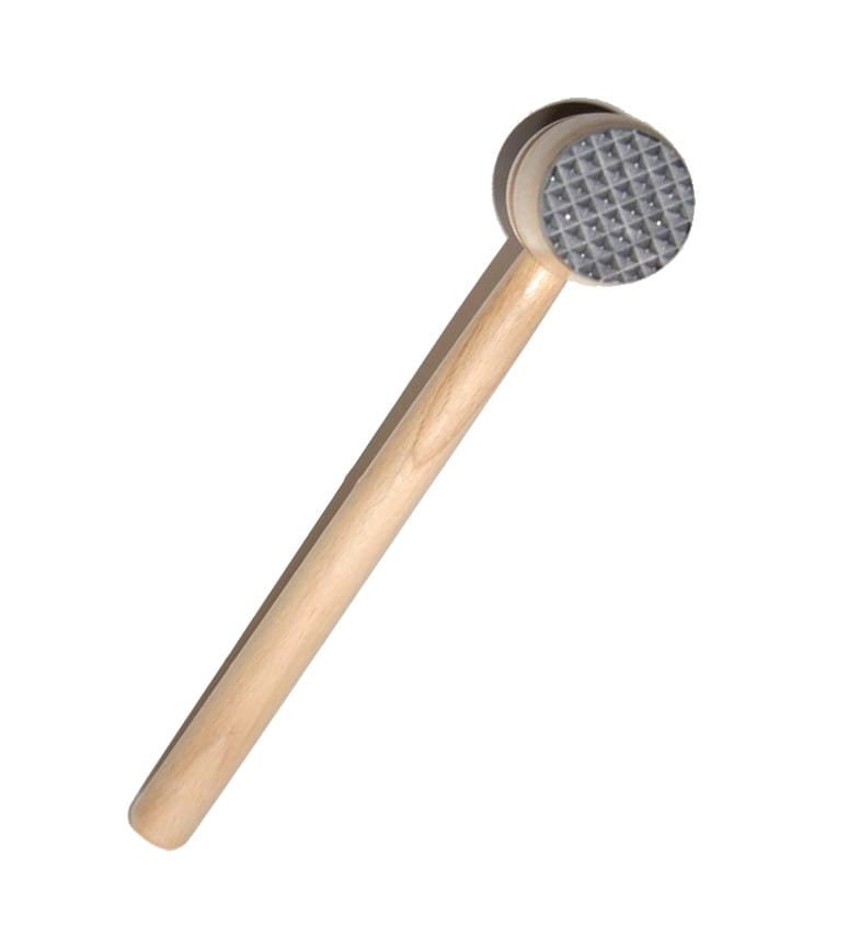 Wooden meat hammer 29 cm with 2 metal attachments | Wooden kitchen mallet | Hammer with metal for cutlets | Wooden tamper