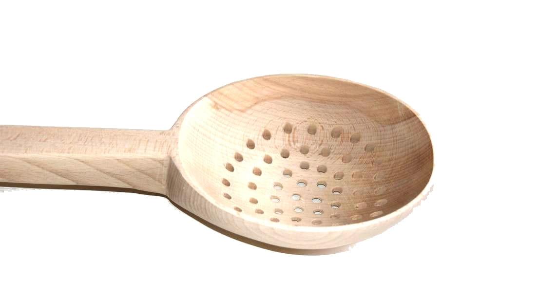 Schöpfkelle, Holzsieb 70 cm | Holzlöffel mit Löchern | Lange Schöpfkelle aus Holz | Für Feldküche und Kessel | Küchenzubehör