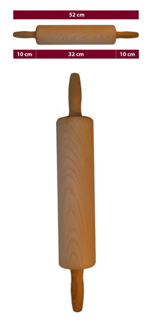 Rouleau à pâtisserie épais longueur 52 cm | rouleau en bois de cuisine | rouleau de cuisson solide | rouleau à pâtisserie traditionnel | rouleau à pâte