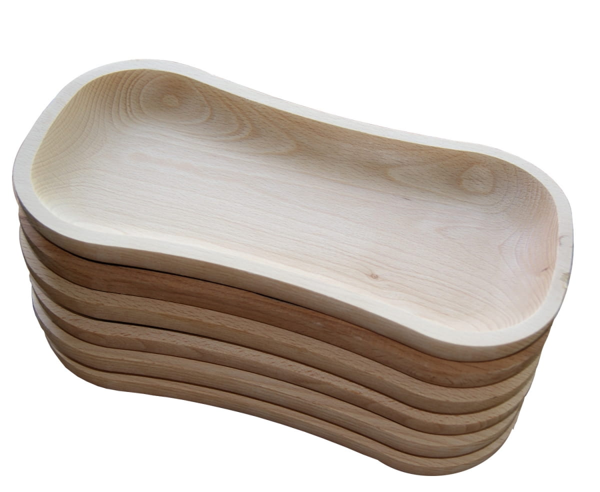 Assiette en Bois Ensemble de 6 Pièces - Plat Creux | Ensemble d'Assiettes en Bois | Plateau en Bois Naturel | Plat en Bois pour Servir