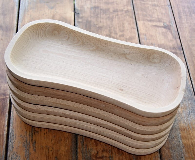 Assiette en Bois Ensemble de 6 Pièces - Plat Creux | Ensemble d'Assiettes en Bois | Plateau en Bois Naturel | Plat en Bois pour Servir