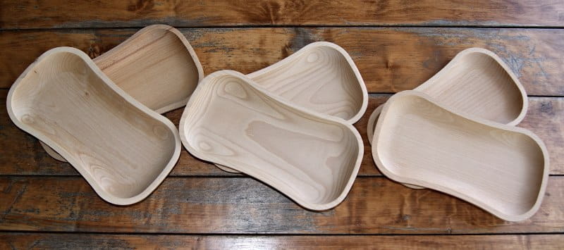 Assiette en Bois Ensemble de 6 Pièces - Plat Creux | Ensemble d'Assiettes en Bois | Plateau en Bois Naturel | Plat en Bois pour Servir