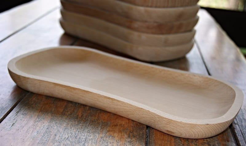 Assiette en Bois Ensemble de 6 Pièces - Plat Creux | Ensemble d'Assiettes en Bois | Plateau en Bois Naturel | Plat en Bois pour Servir
