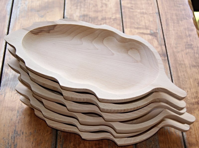 Wooden Leaf Plate Set of 6 | Decorative cake stand | Wooden tray | Serving tray | Table decoration | Ecological leaf platter