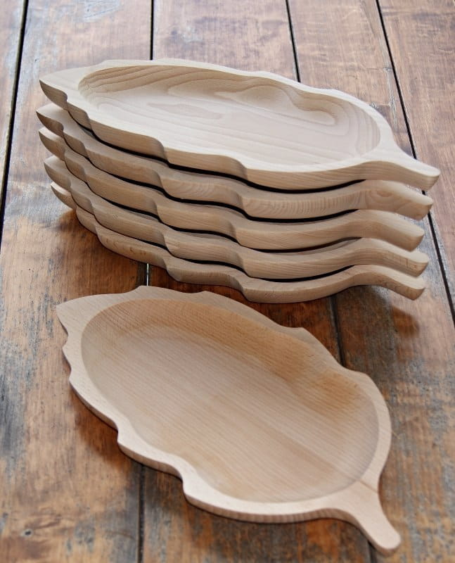 Wooden Leaf Plate Set of 6 | Decorative cake stand | Wooden tray | Serving tray | Table decoration | Ecological leaf platter