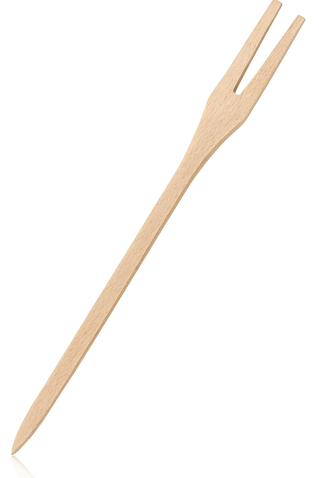 Widelec grillowy drewniany 2-zębny 27 cm – Ekologiczne akcesorium do grillowania, idealne do obracania mięsa i warzyw na grillu, wykonane z naturalnego drewna bukowego.