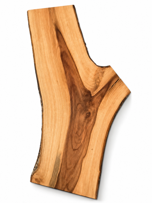 Apple Wood Board – Unique, Oiled, with Natural Bark Edge