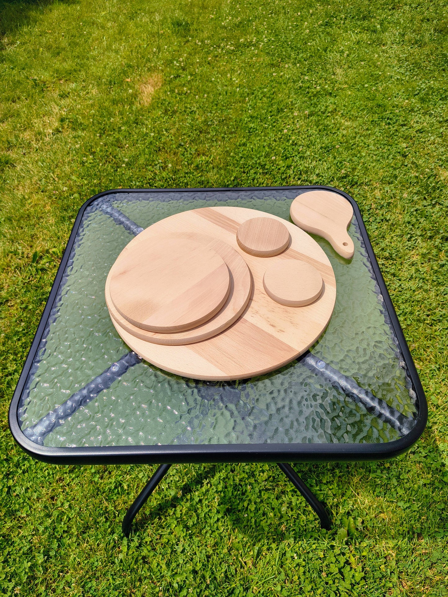 Rundes Schneidebrett aus Holz 45 cm | Pizza-Servierbrett 