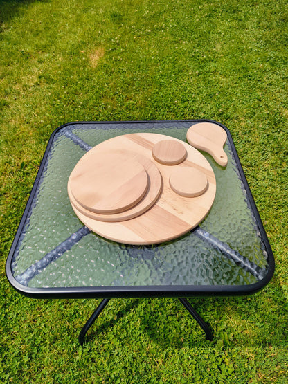 Rundes Schneidebrett aus Holz 45 cm | Pizza-Servierbrett 