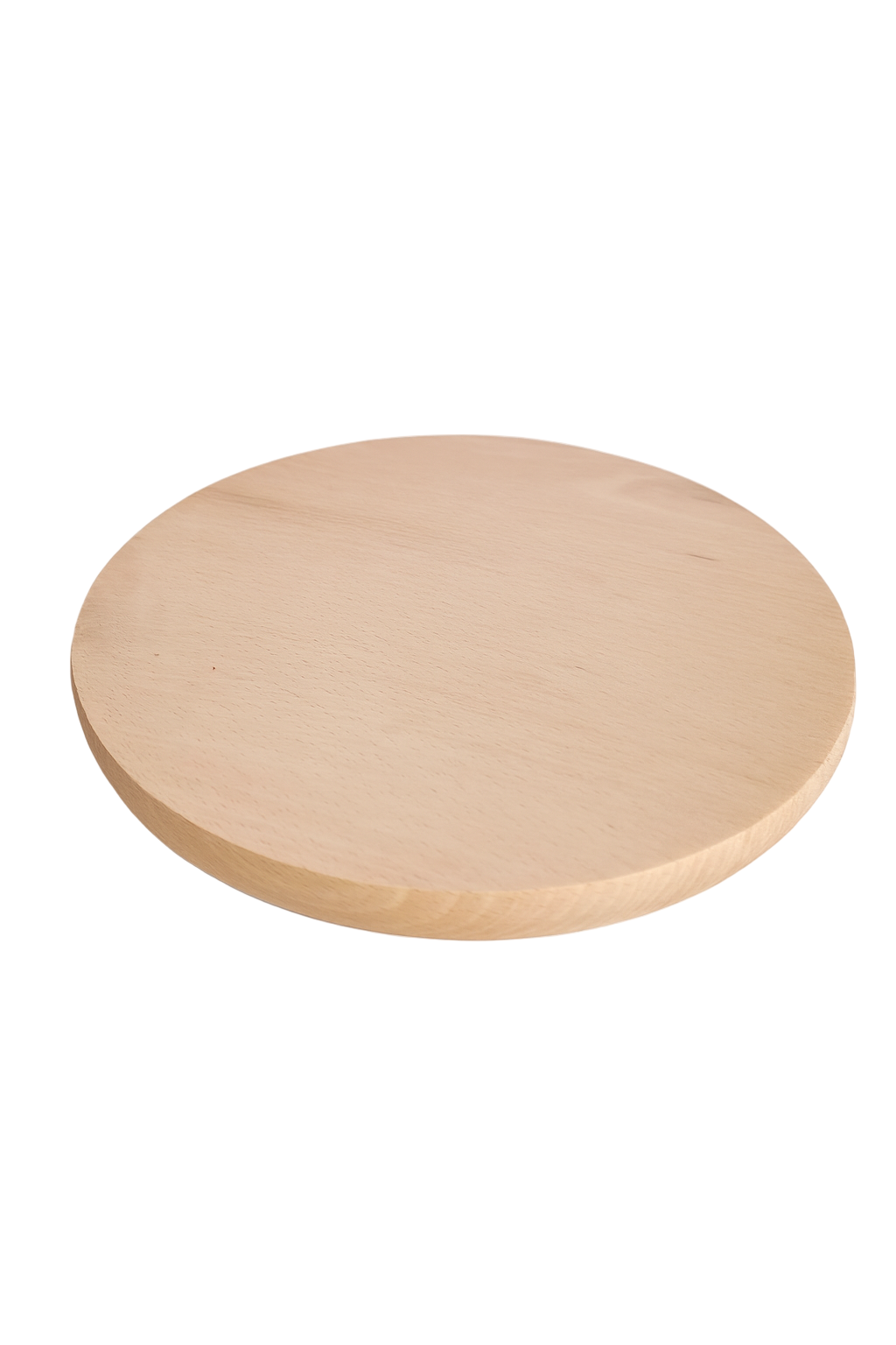 Elegancka drewniana deska do krojenia i serwowania potraw o średnicy 22 cm, wykonana z litego drewna bukowego, idealna do kuchni i jadalni.