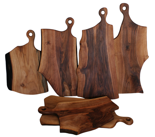Deska do krojenia i siekania z drewna orzechowego z rączką – deska kuchenna