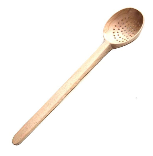 70cm Wooden Strainer Ladle - Beechwood Slotted Spoon for Cauldrons and Large Pots