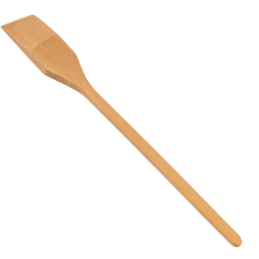 Solidna drewniana warzecha o długości 80 cm, wykonana z naturalnego drewna bukowego. Idealna do mieszania potraw w kuchni polowej, dużych garnkach, kotłach oraz podczas domowego warzenia piwa – Chłopcy z Rancza / Ranch Boys.