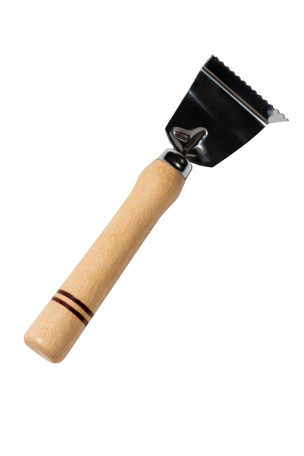 Skrobak kuchenny do ryb – stal nierdzewna i drewniany uchwyt bukowy, ergonomiczny kształt i ząbkowana krawędź do skutecznego usuwania łusek