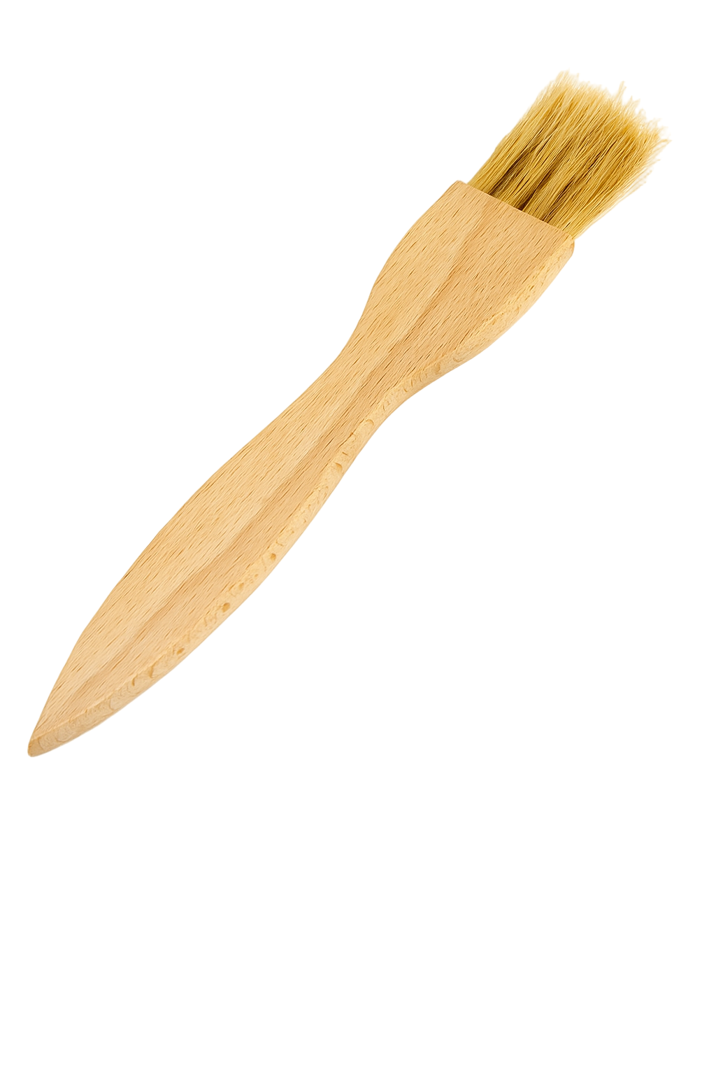 Płaski Pędzel do Glazurowania 14 cm – Idealny do Wypieków, wykonany z naturalnego drewna bukowego i włosia, prezentowany na białym tle, idealny do smarowania ciast, bułek i potraw kuchennych.
