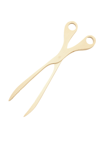 Drewniane szczypce nożyce do grilla BBQ 28 cm – praktyczne i ekologiczne akcesorium grillowe, wykonane z naturalnego drewna bukowego, idealne do serwowania i obracania potraw na grillu.