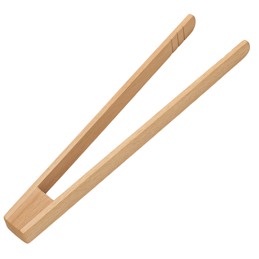 Uniwersalne szczypce drewniane do grilla o długości 25 cm, wykonane z naturalnego drewna bukowego. Doskonałe do ogórków kiszonych, warzyw i potraw z rusztu. Prosty, lekki design z wygodnym uchwytem zapewnia precyzyjne i bezpieczne użytkowanie w kuchni oraz podczas grillowania.