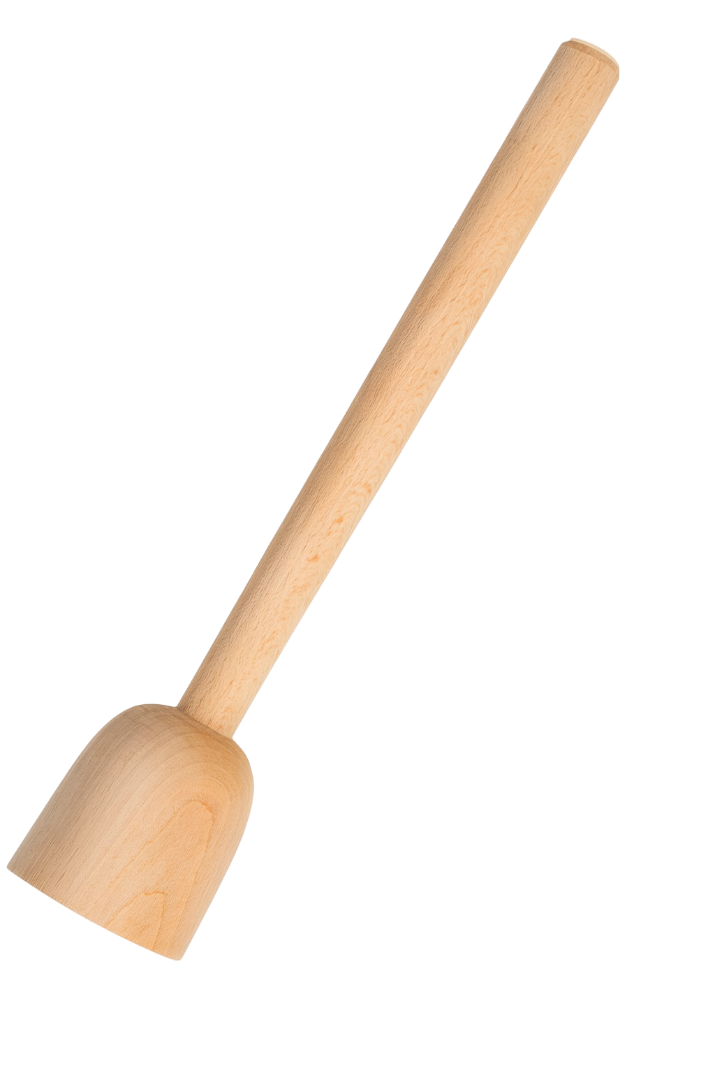 Drewniany tłuczek kuchenny do ziemniaków i warzyw – 29 cm, wykonany z jasnego drewna bukowego, prosty uchwyt i zaokrąglona głowica, idealny do przygotowywania puree i rozdrabniania warzyw.