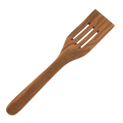 Ekologiczna łopatka ażurowa z drewna czereśniowego o długości 29 cm – eleganckie, ręcznie wykonane akcesorium kuchenne z naturalnego drewna, idealne do przewracania potraw i serwowania, z widocznym ciepłym odcieniem czereśni i gładkim wykończeniem powierzchni.