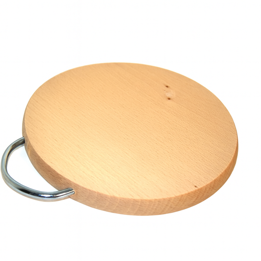 Ronde snijplank met handvat 18 cm | ronde keukenplank | houten snijplank | serveerplank met handvat