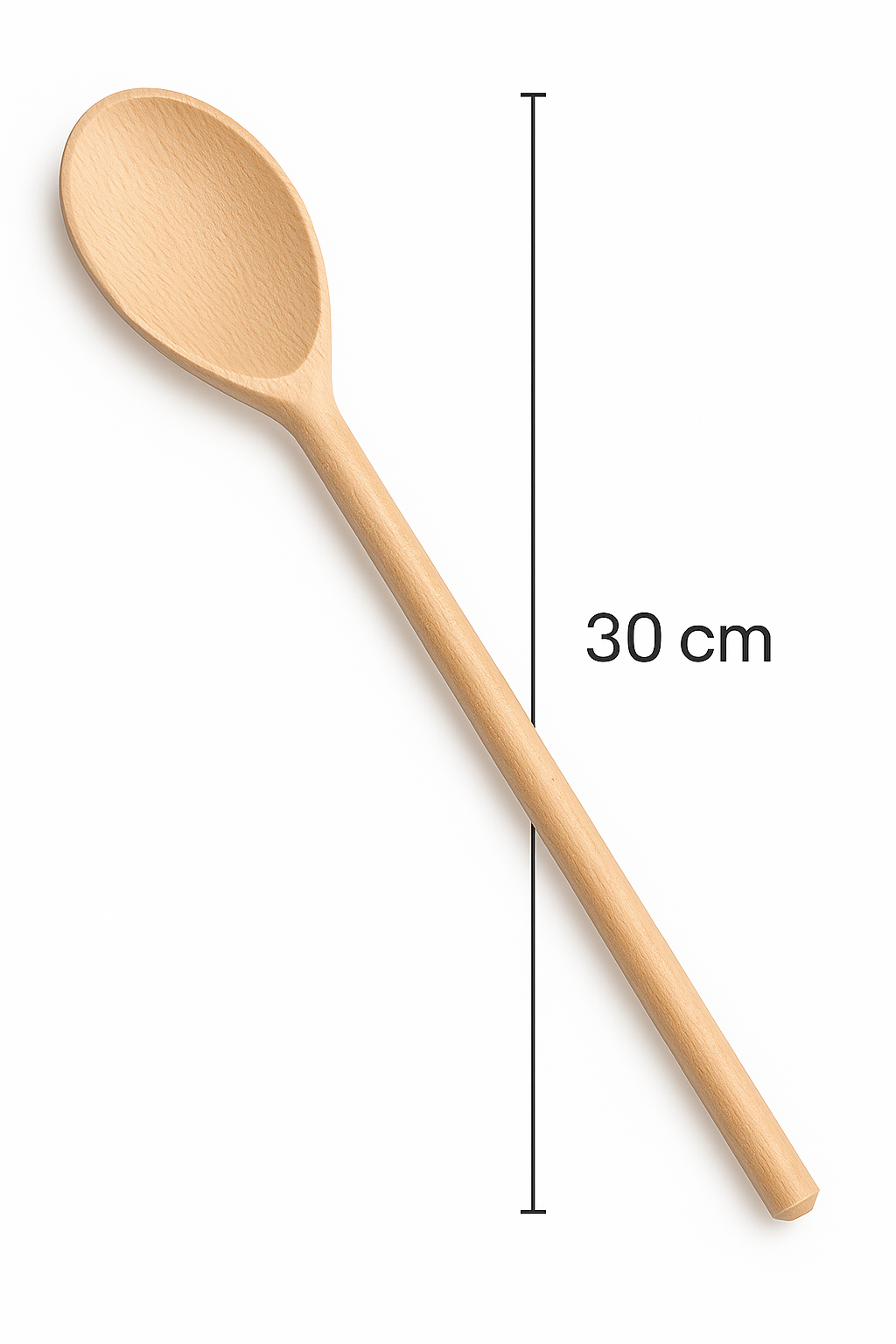 Chłopcy z Rancza / Ranch Boys Drewniana łyżka szwedzka  o długości 30 cm z zaznaczonym wymiarem na białym tle