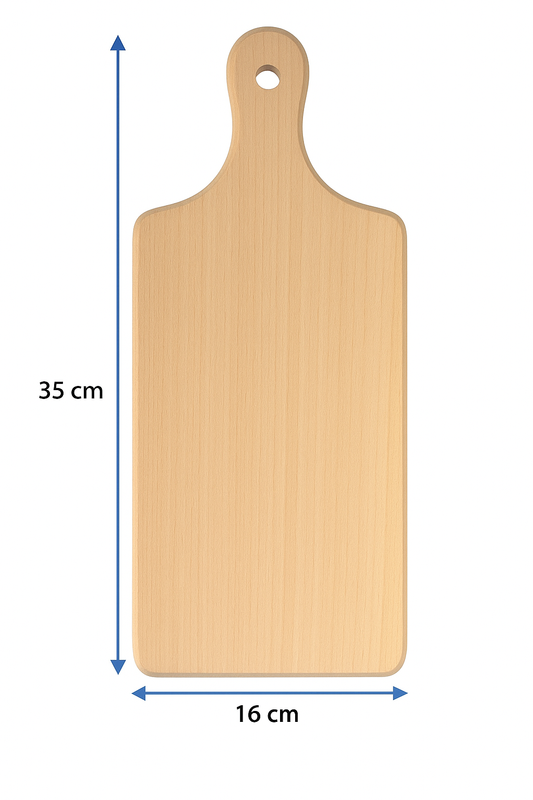 Klassieke houten keukensnijplank met afmetingen 16x35 cm, gemaakt van natuurlijk beukenhout, ideaal voor het snijden en serveren van gerechten – Chłopcy z Rancza / Ranch Boys