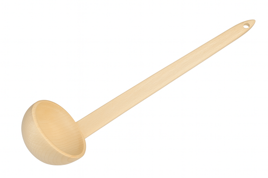 Duża Drewniana Chochla do Kotła 53 cm – niezastąpiona w kuchni polowej! Solidna chochla wykonana w całości z naturalnego drewna bukowego, idealna do mieszania i nalewania potraw z kotłów, garnków i kuchni polowych. Produkt Chłopcy z Rancza.