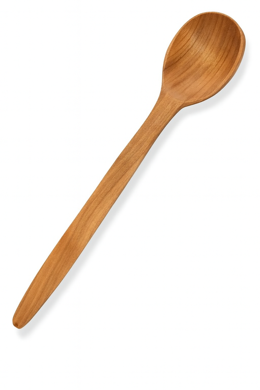 Duża drewniana łyżka kuchenna z ekologicznego drewna czereśniowego – 27 cm, naturalne wykończenie i gładka powierzchnia, idealna do gotowania i serwowania potraw – Chłopcy z Rancza