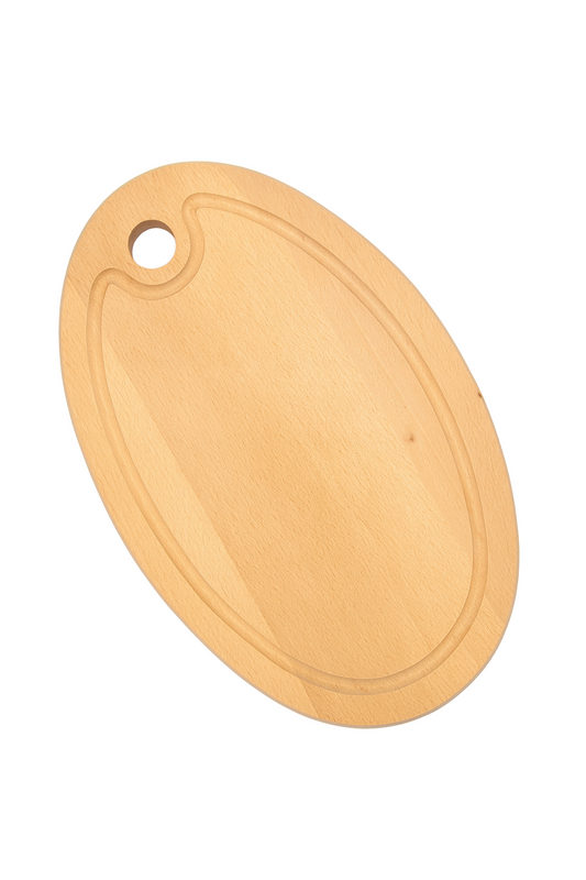 Owalna drewniana deska do krojenia i serwowania 30 cm z naturalnego drewna bukowego – elegancja, funkcjonalność i trwałość w Twojej kuchni.