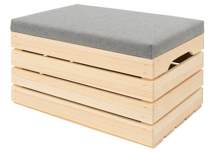 Pufa skrzynia naturalna sosna 60x40x35 cm – widok ogólny