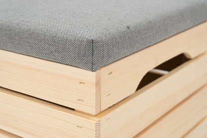 Sitzhocker Truhe zum Öffnen Naturkiefer 60x40x35 cm – Sitzbank mit Stauraum