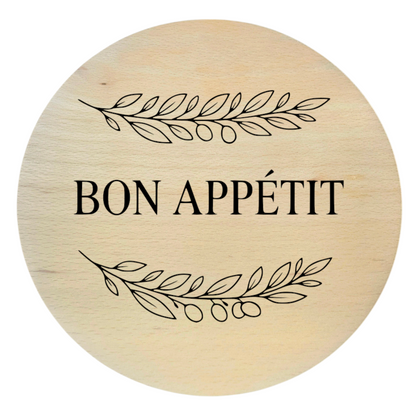 drewniana deska bukowa z grawerem bon appetit deska do serwowania 20 cm