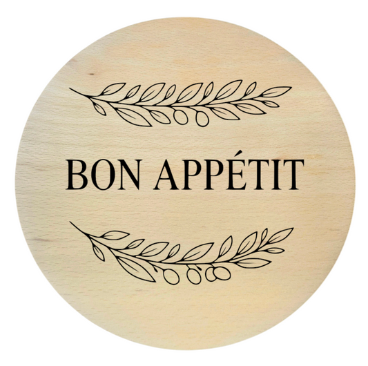 drewniana deska bukowa z grawerem bon appetit deska do serwowania 20 cm